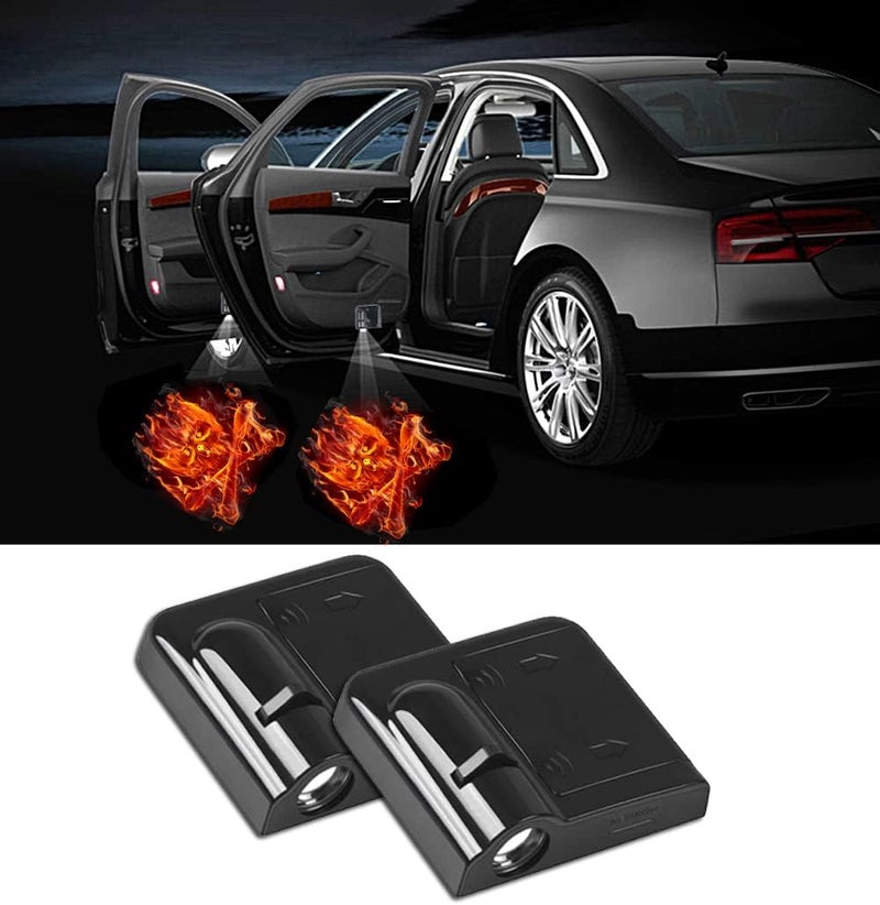 NewL 2 Pcs Led Car Door Welcome Light for X Fire Skull Logo Symbol Projector Lights Ghost Shadow Light - Image 1